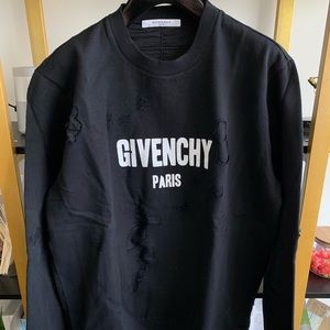 Givenchy Black Logo Distressed Sweatshirt Size XL